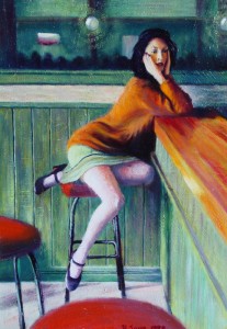 mujer sentada en bar-pedro sanz gonzález